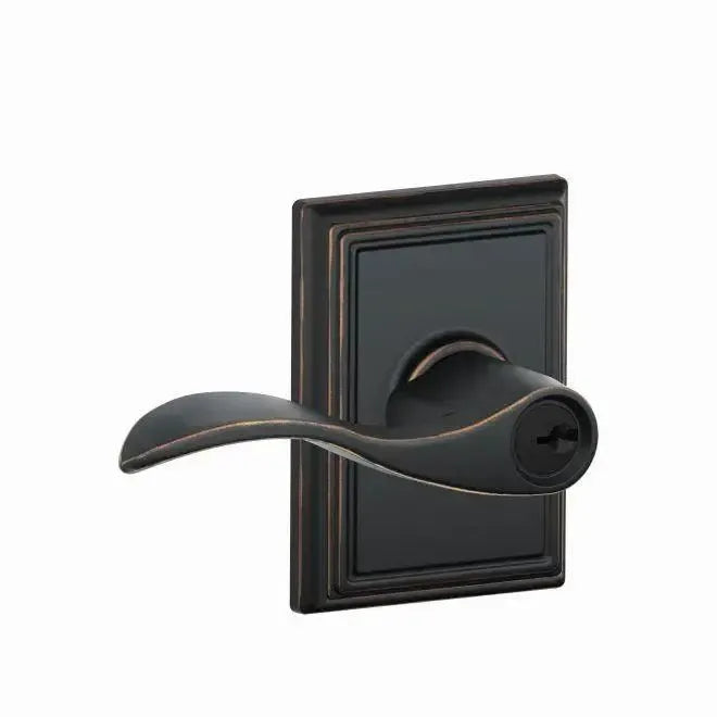 Schlage Accent Lever with Addison Rosette in Aged Bronze finish