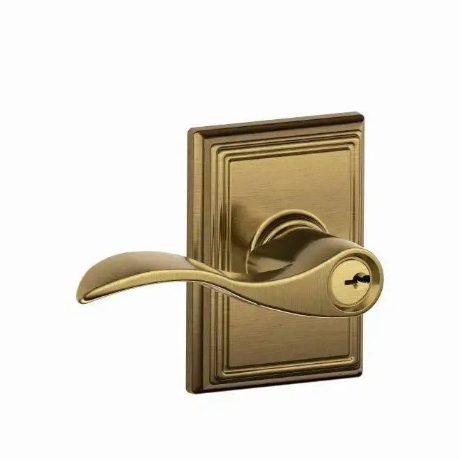 Schlage Accent Lever with Addison Rosette in Antique Brass finish