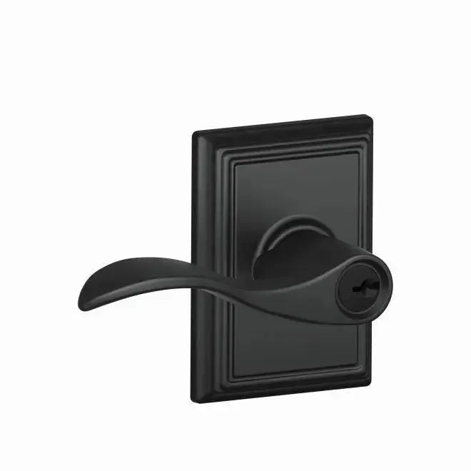 Schlage Accent Lever with Addison Rosette in Flat Black finish