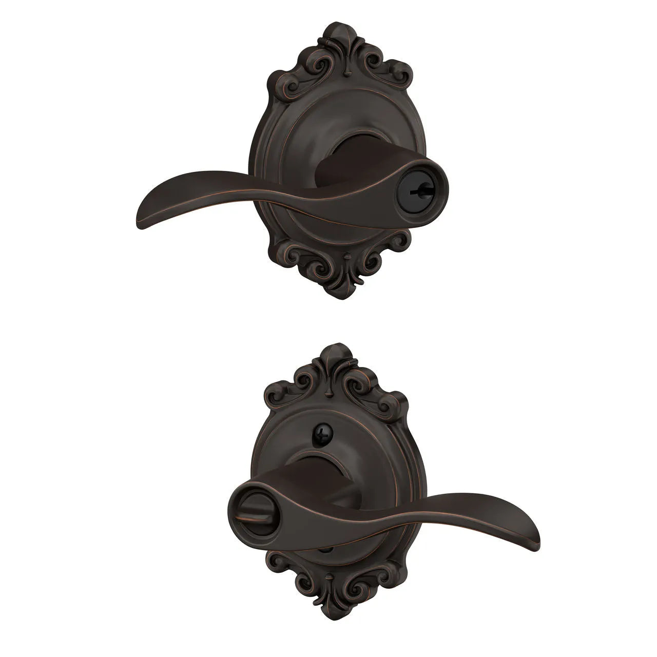 Schlage Accent Lever with Brookshire Rosette Aged Bronze