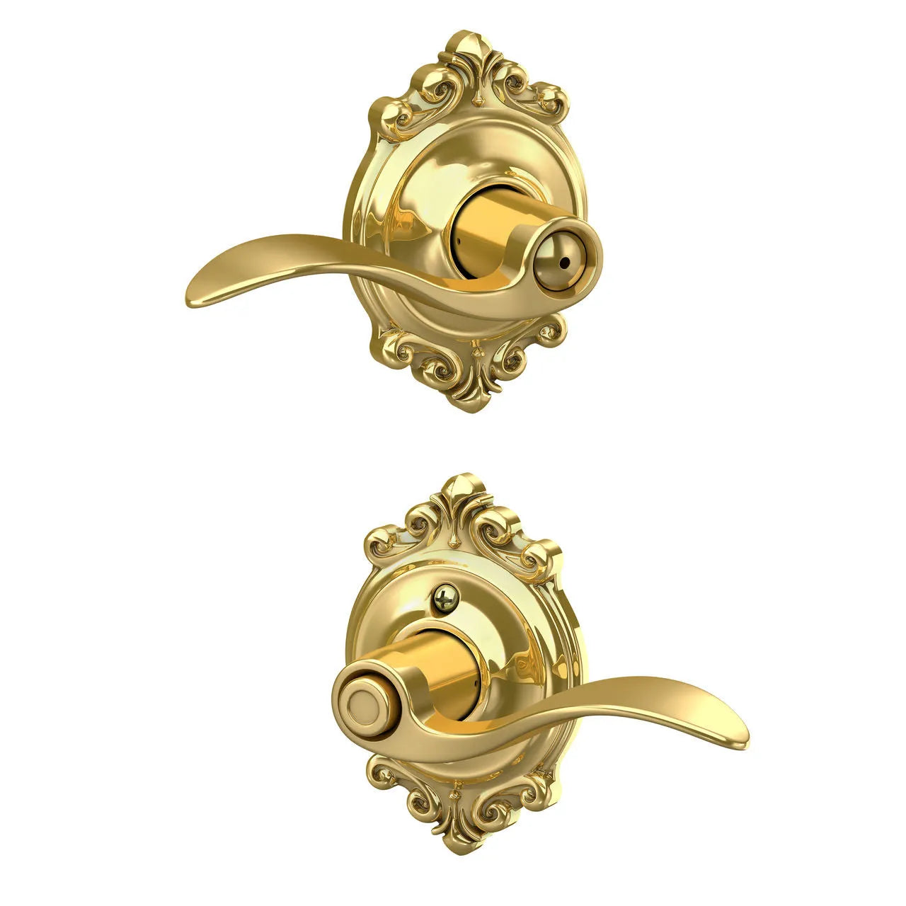 Schlage Accent Lever with Brookshire Rosette Bright Brass