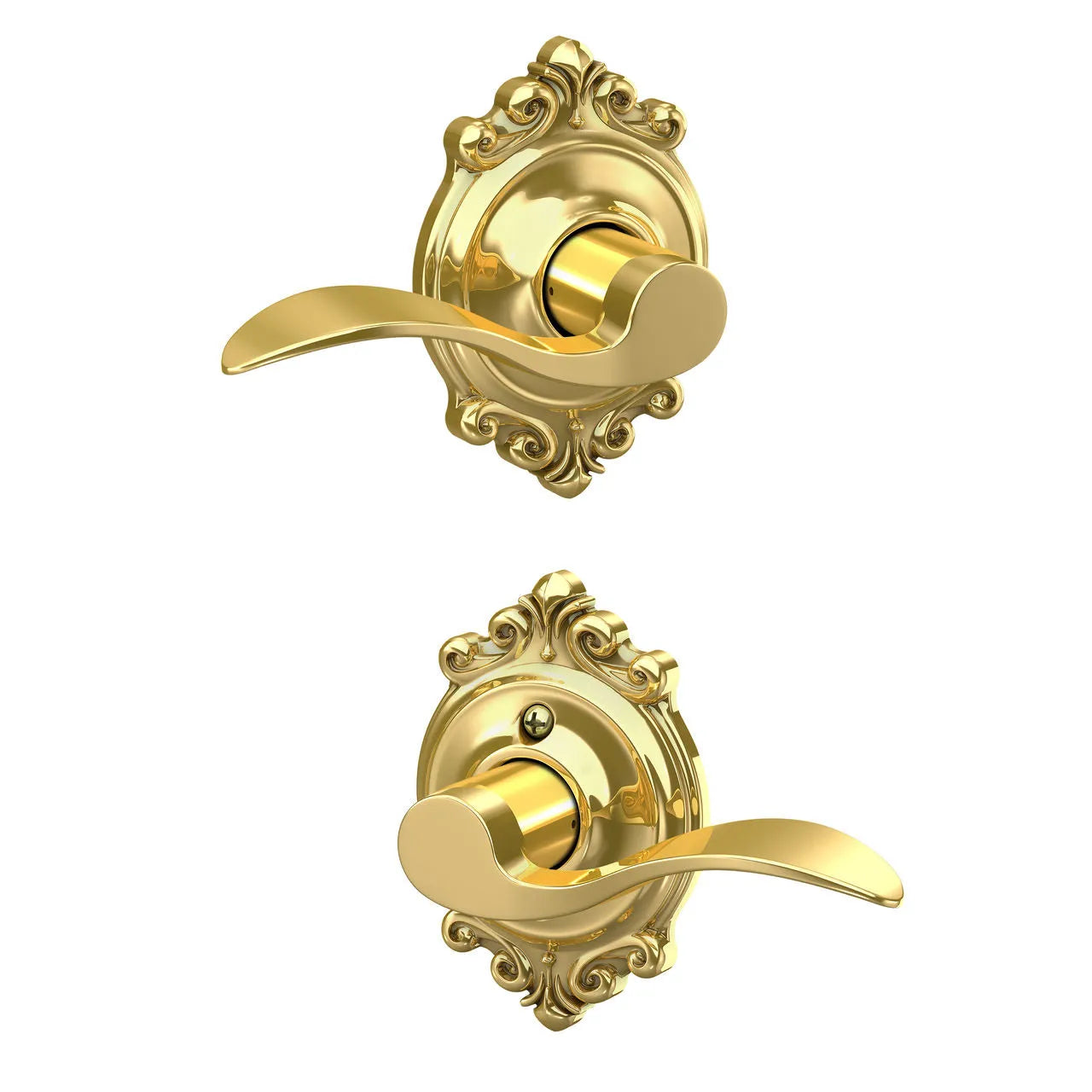 Schlage Accent Lever with Brookshire Rosette Bright Brass