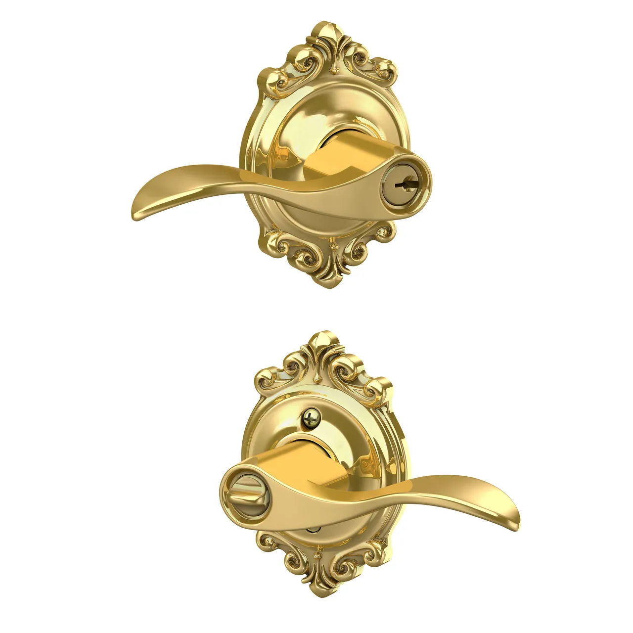 Schlage Accent Lever with Brookshire Rosette Bright Brass