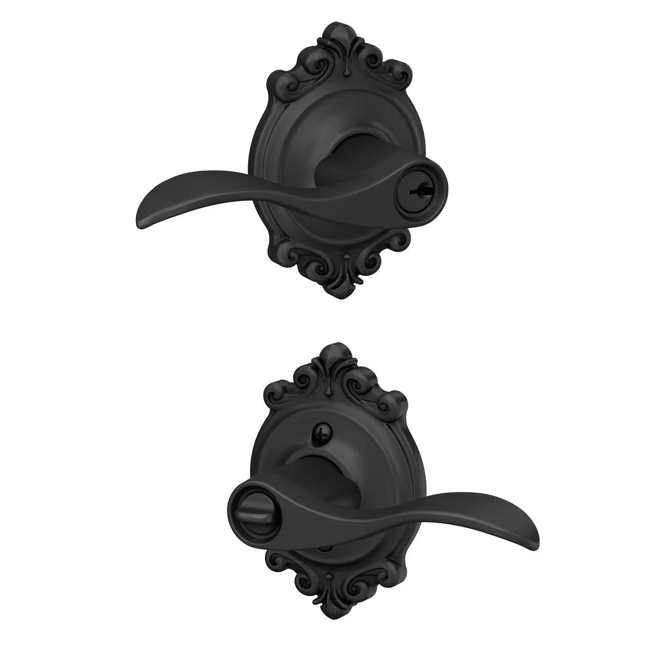 Schlage Accent Lever with Brookshire Rosette Flat Black