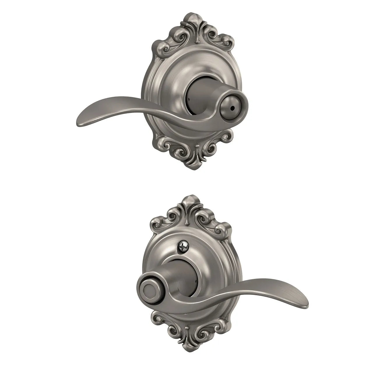 Schlage Accent Lever with Brookshire Rosette Satin Nickel