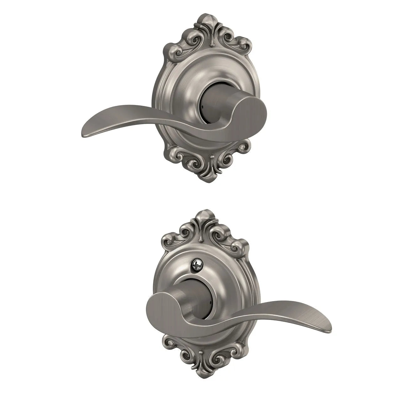 Schlage Accent Lever with Brookshire Rosette Satin Nickel