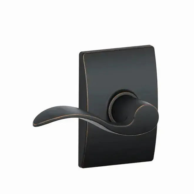 Schlage Accent Lever with Century Rosette in Aged Bronze finish