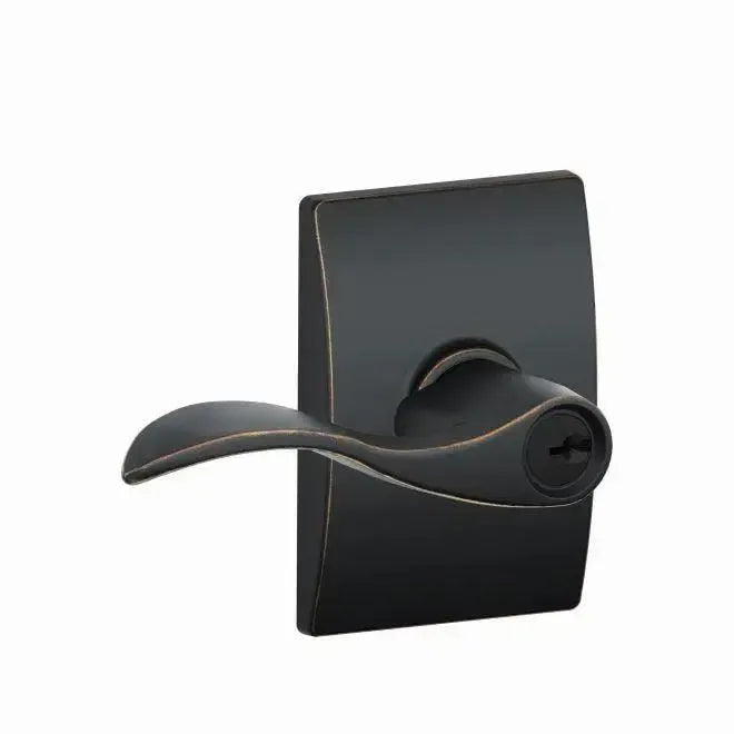 Schlage Accent Lever with Century Rosette in Aged Bronze finish