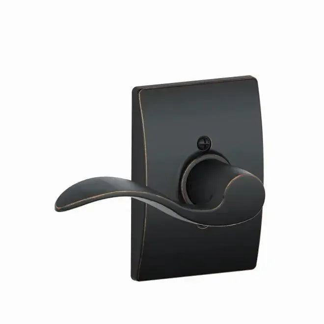 Schlage Accent Lever with Century Rosette in Aged Bronze finish