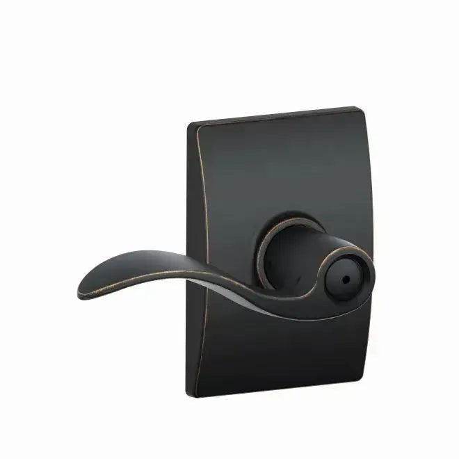 Schlage Accent Lever with Century Rosette in Aged Bronze finish