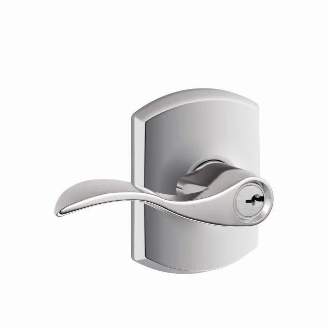 Schlage Accent Lever With Greenwich Rosette Keyed Entry Lock Bright Chrome