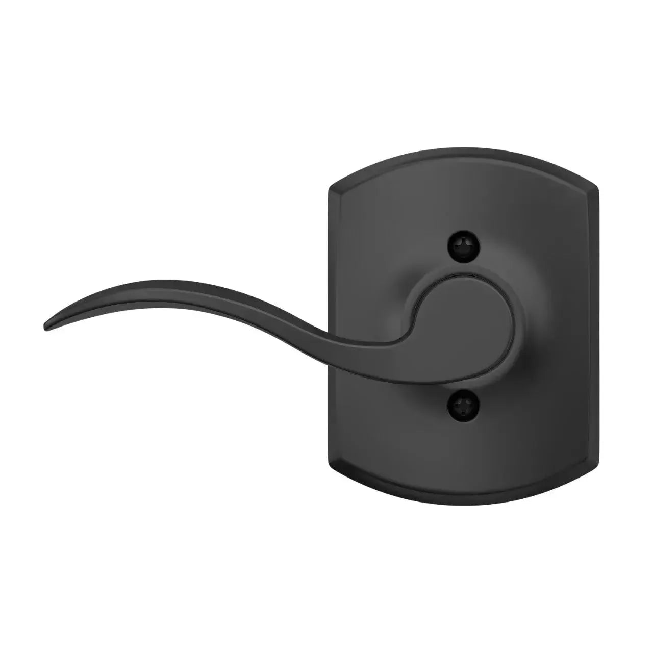 Schlage Accent Lever with Greenwich Rosette in Matte Black finish