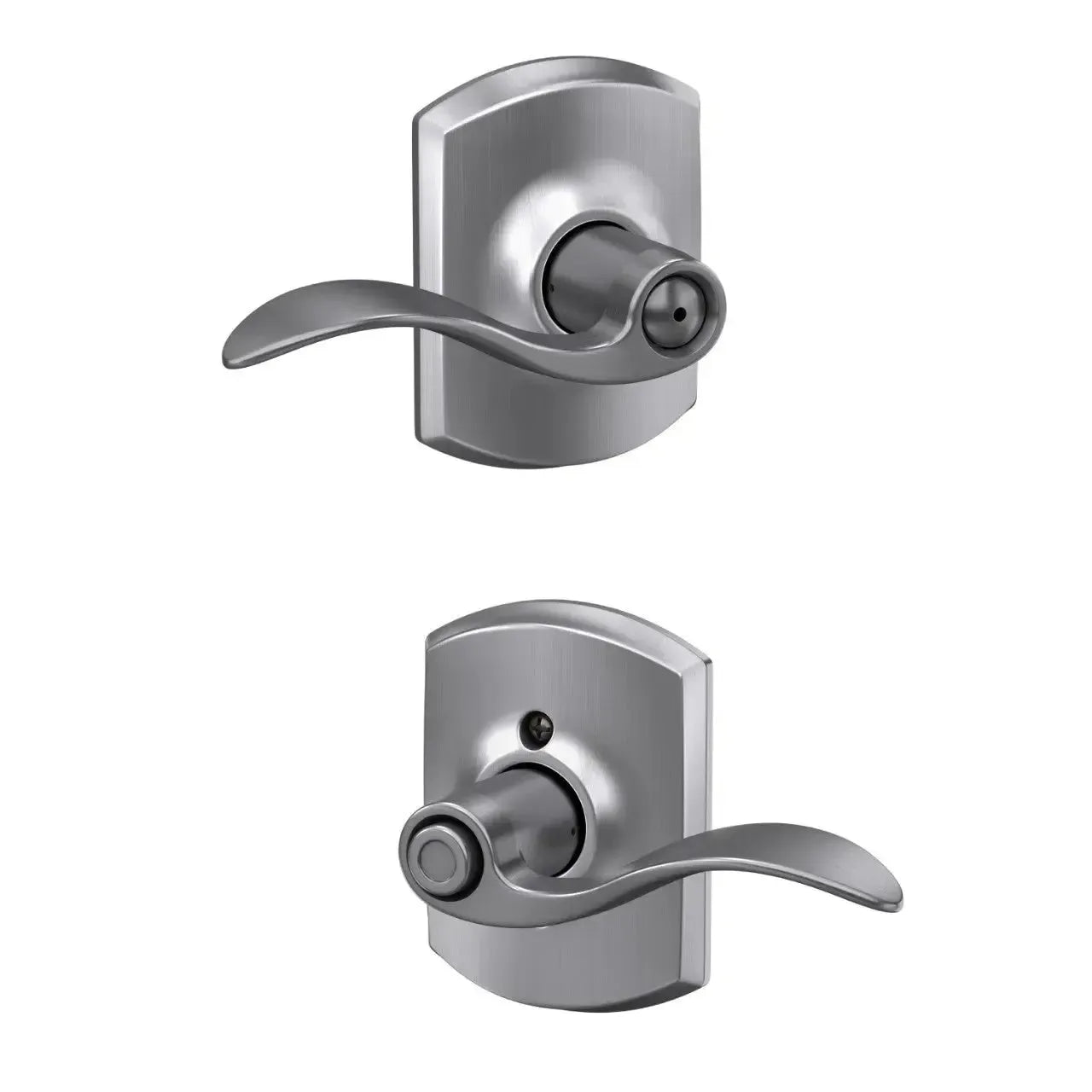 Schlage Accent Lever with Greenwich Rosette in Satin Chrome finish
