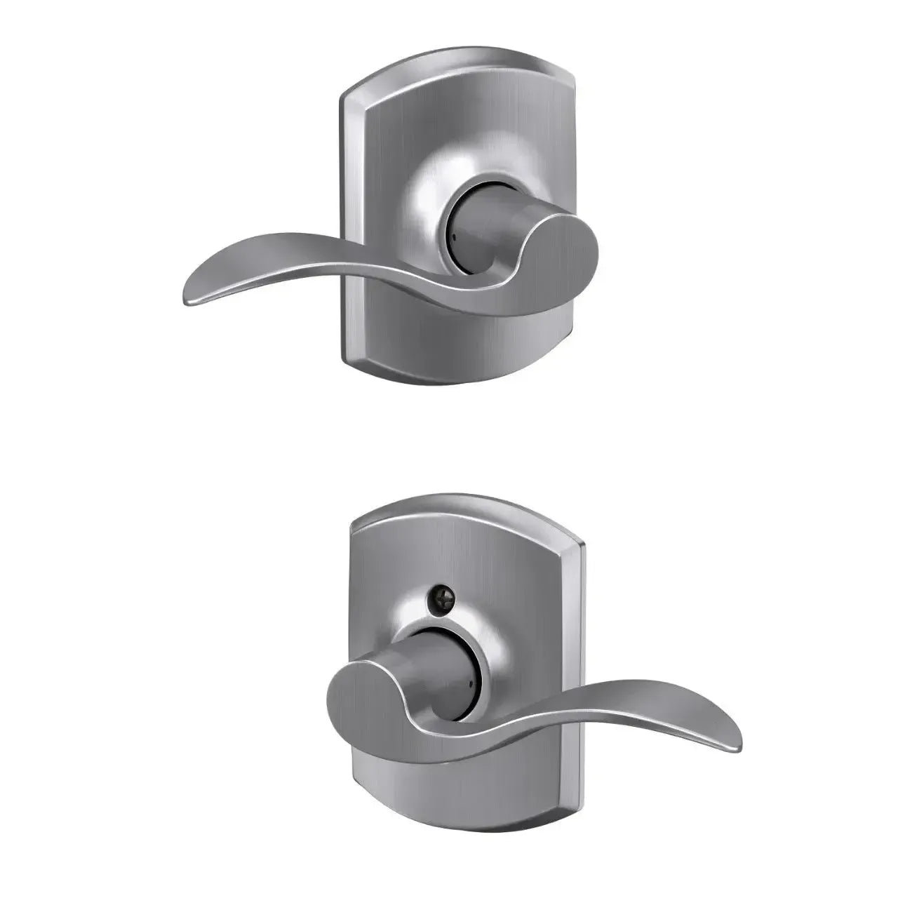 Schlage Accent Lever with Greenwich Rosette in Satin Chrome finish