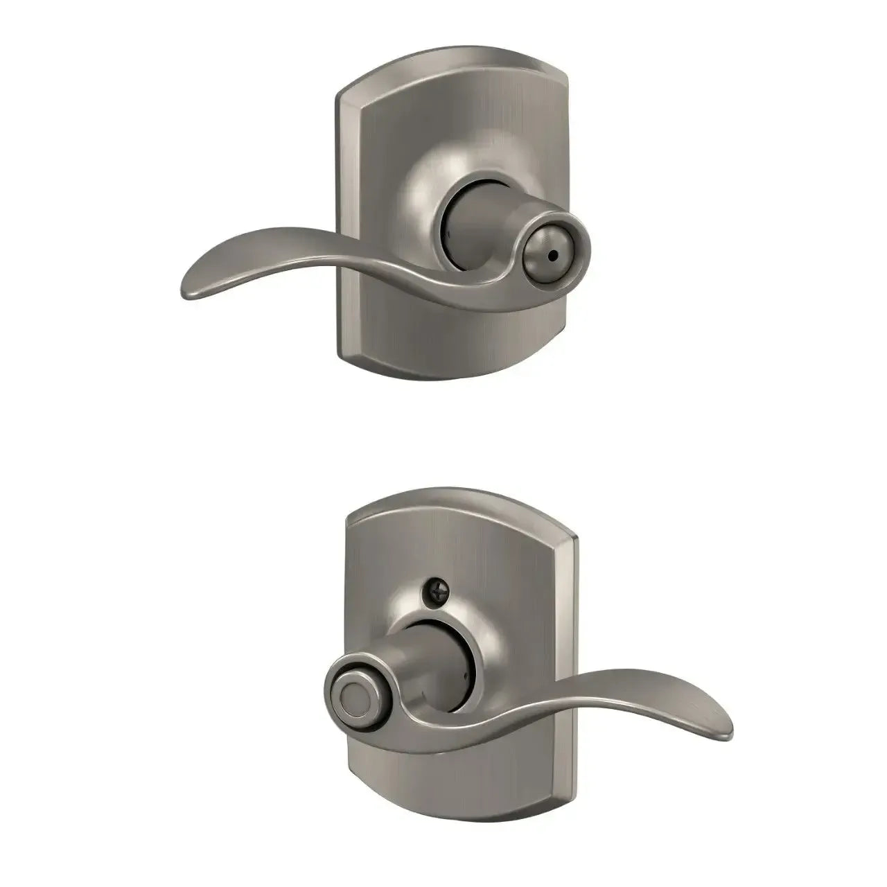 Schlage Accent Lever with Greenwich Rosette in Satin Nickel finish