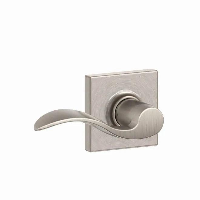 Schlage Accent Passage Lever With Collins Rosette Satin Nickel