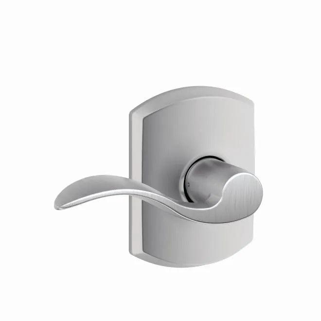 Schlage Accent Passage Lever With Greenwich Rosette Satin Chrome