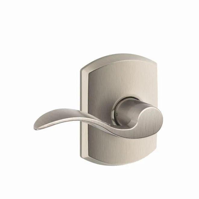 Schlage Accent Passage Lever With Greenwich Rosette Satin Nickel