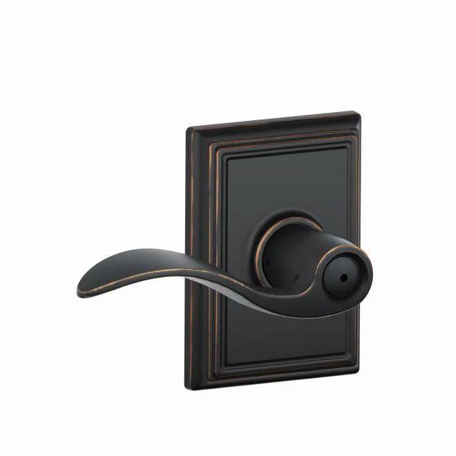 Schlage Accent Privacy Lever With Addison Rosette Aged Bronze