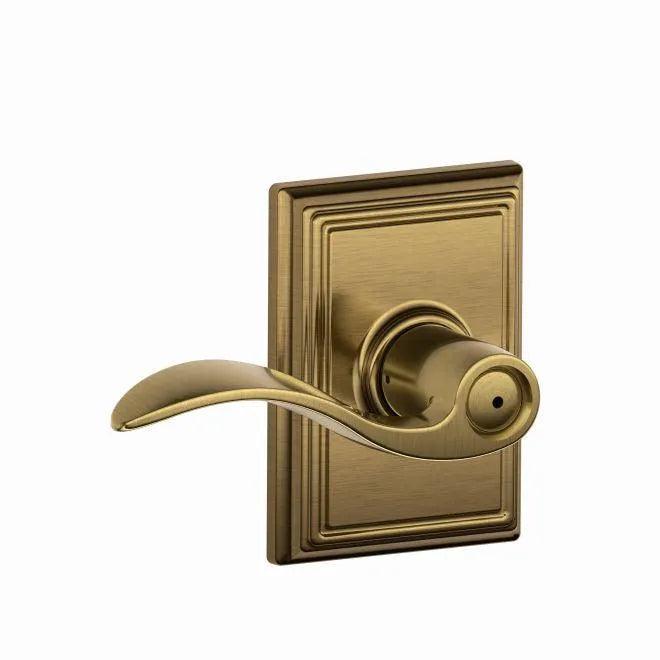 The Schlage Accent Privacy Lever With Addison Rosette in Antique Brass finish