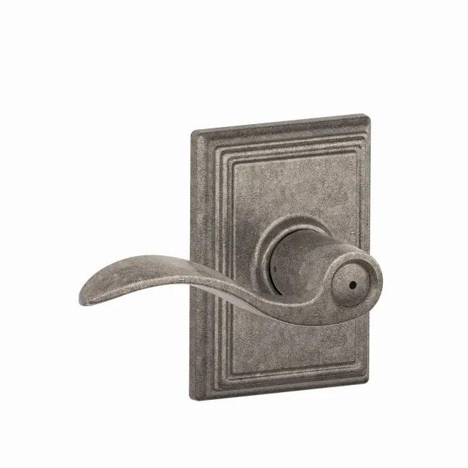 Schlage Accent Privacy Lever With Addison Rosette Distressed Nickel