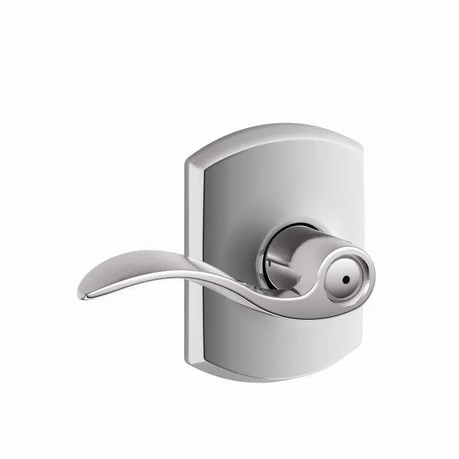 Schlage Accent Privacy Lever With Greenwich Rosette Bright Chrome