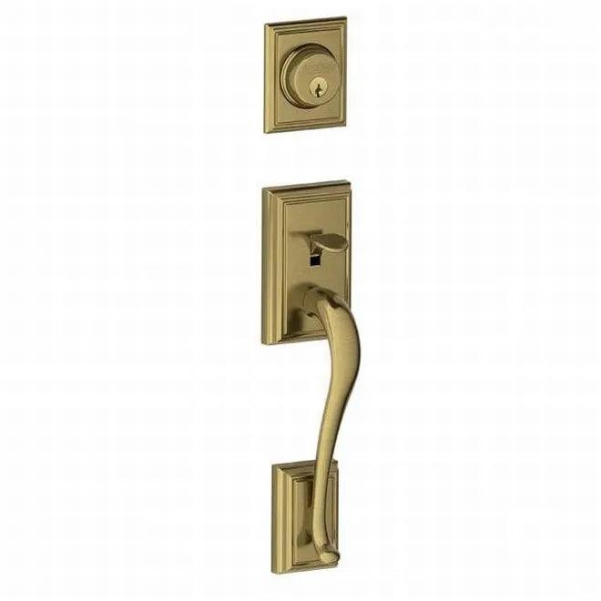 Schlage Addison Dummy Exterior Handleset Only - Interior Trim Sold Separately in Antique Brass finish
