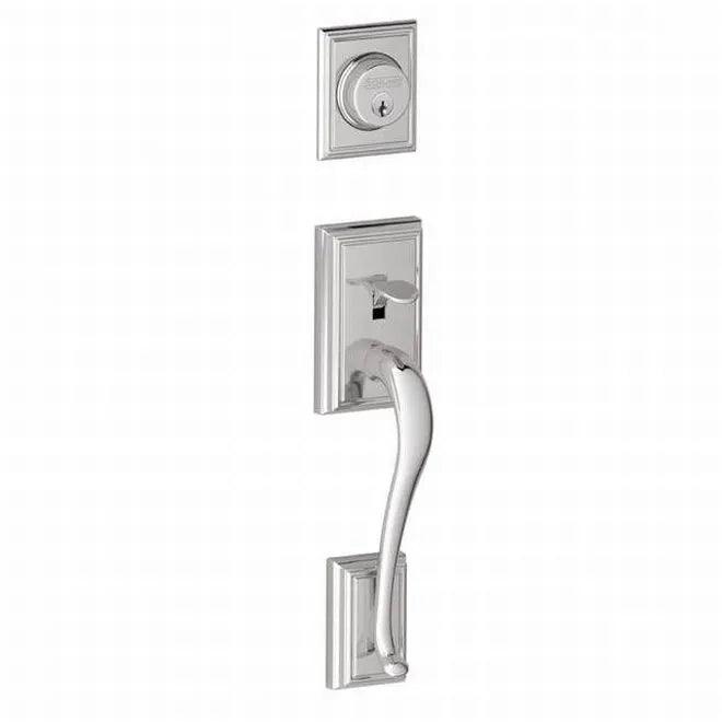 Schlage Addison Dummy Exterior Handleset Only - Interior Trim Sold Separately in Bright Chrome finish