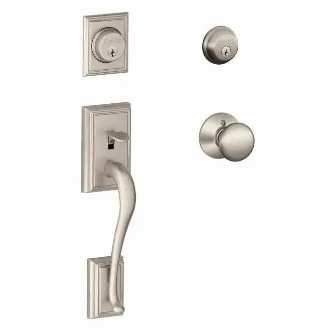 Schlage Addison Handleset with Plymouth Knob Satin Nickel