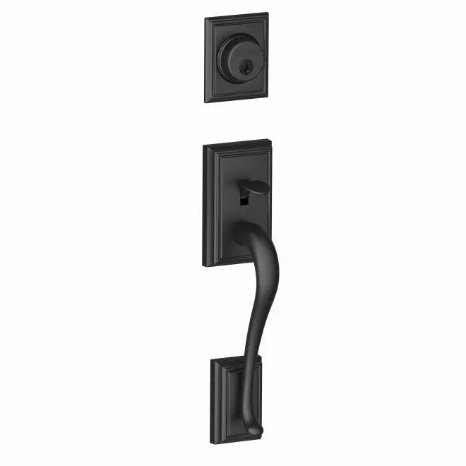 Schlage Addison Single Cylinder Exterior Active Handleset Only - Interior Trim Sold Separately Flat Black