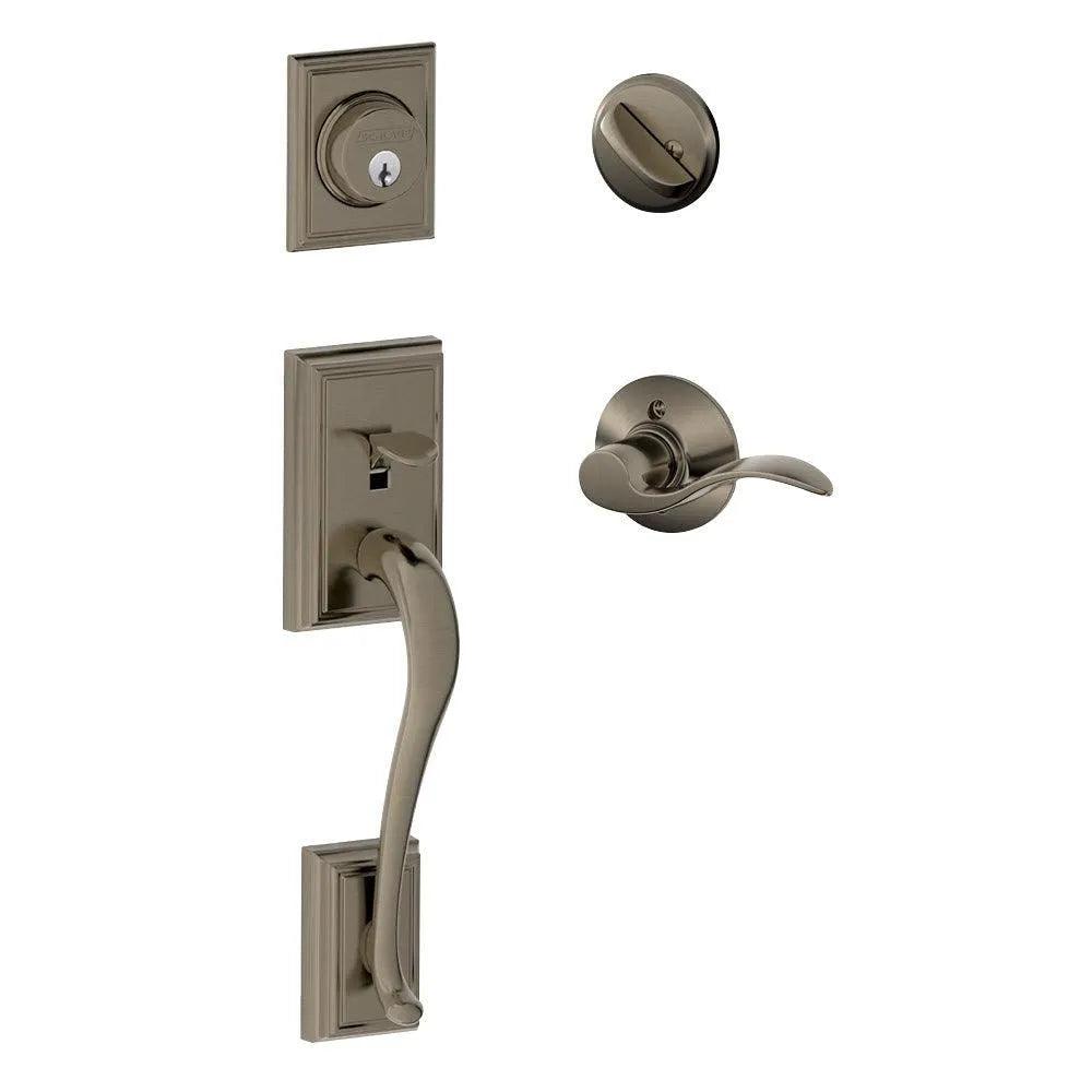 Schlage Addison Single Cylinder Handleset with Accent Lever Antique Pewter