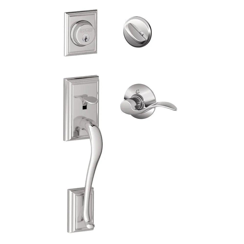 Schlage Addison Single Cylinder Handleset with Accent Lever Bright Chrome