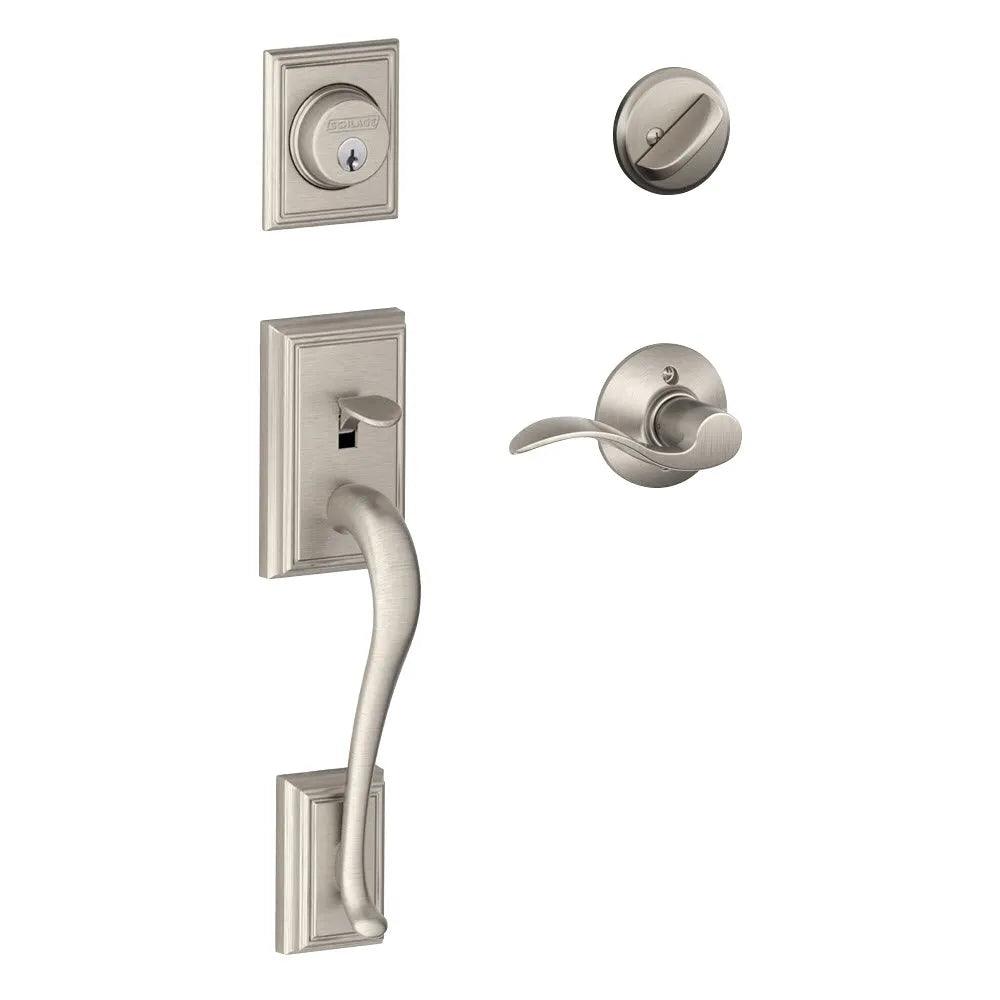Schlage Addison Single Cylinder Handleset with Accent Lever Satin Nickel