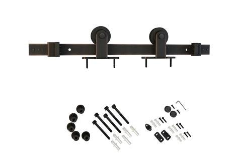 Schlage 6'6" Sliding Barn Door Hardware Kit with Top Mount Hangers in Aged Bronze finish