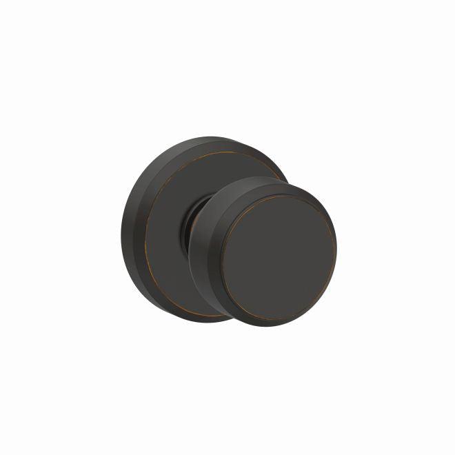 Schlage Bowery Passage Knob With Greyson Rosette in Aged Bronze finish