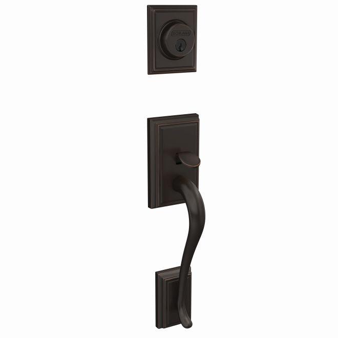 Schlage Custom Addison Single Cylinder Exterior Active Handleset Only - Interior Trim Sold Separately in Aged Bronze finish