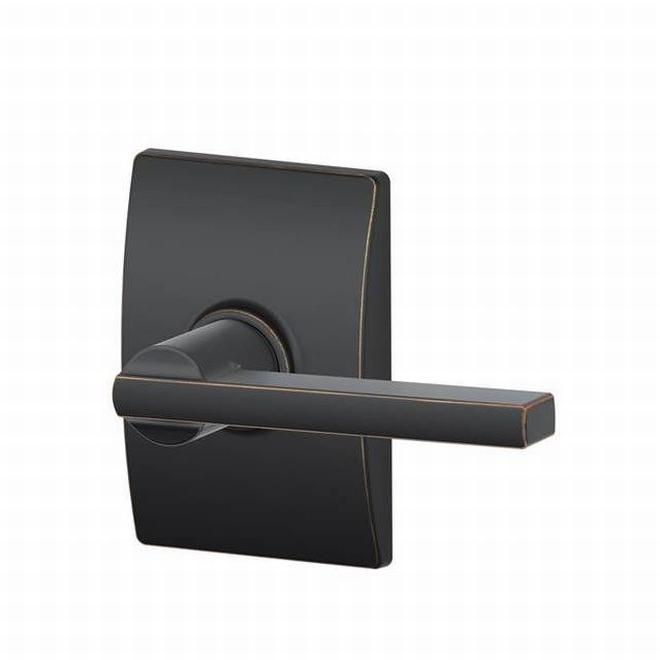 Schlage Latitude Dummy Lever With Century Rosette Interior Trim - Exterior Handleset Sold Separately in Aged Bronze finish