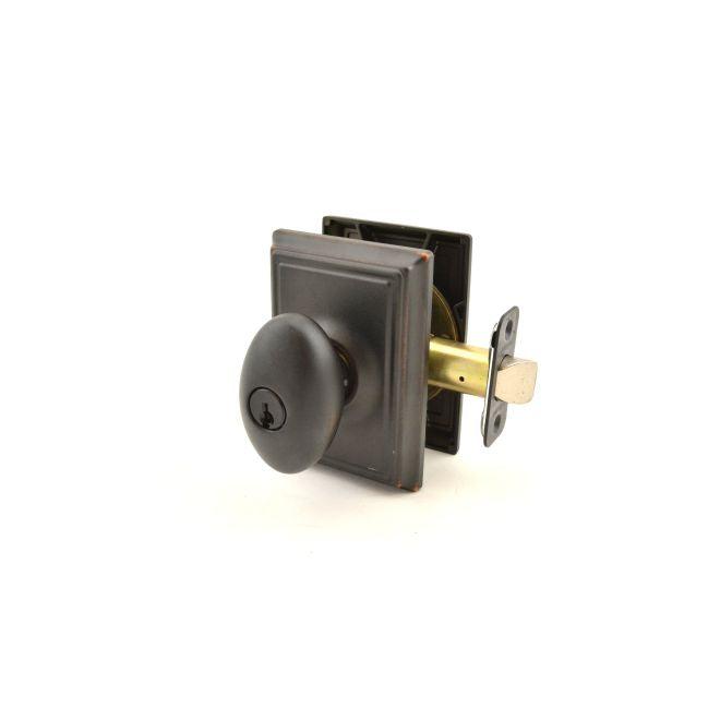 Schlage Siena Knob With Addison Rosette Keyed Entry Lock in Aged Bronze finish