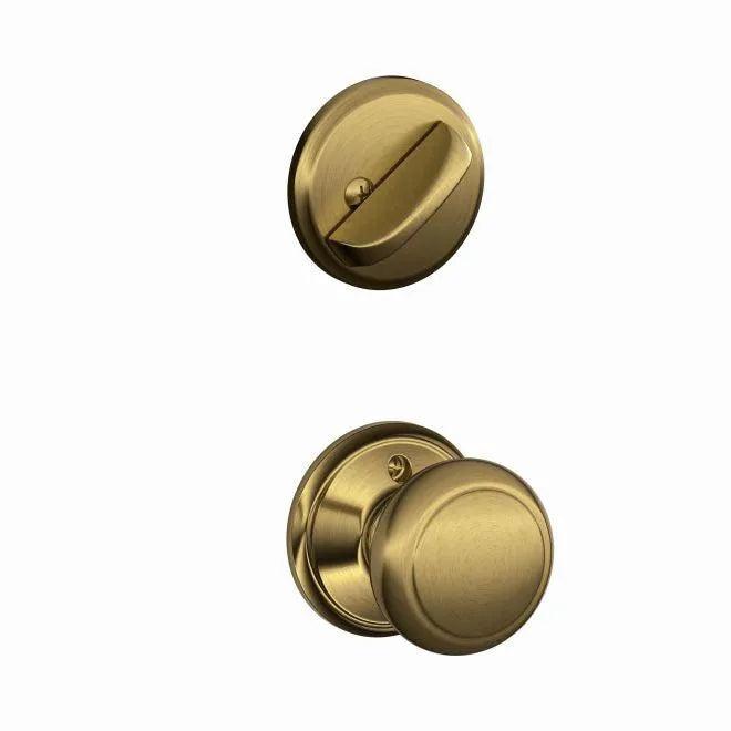 Schlage Andover Knob Interior Active Trim - Exterior Handleset Sold Separately in Antique Brass finish