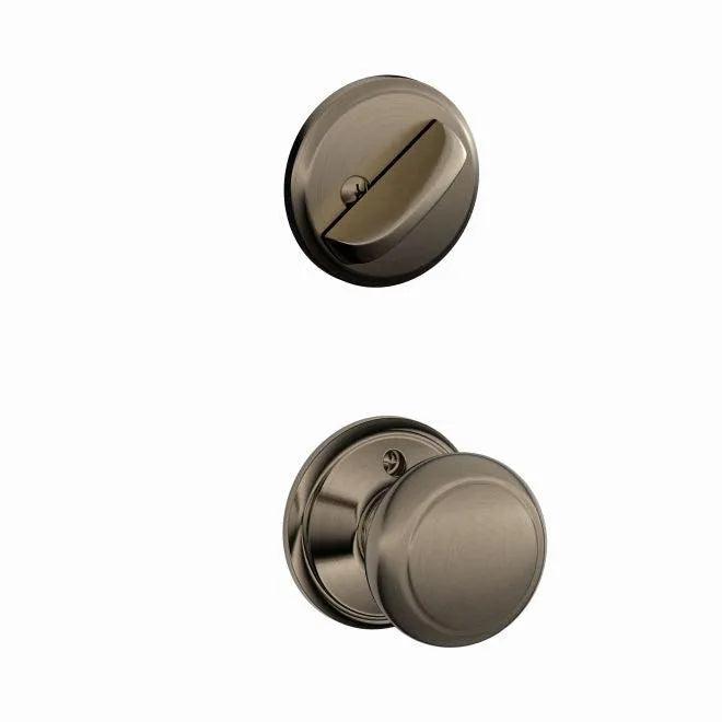 Schlage Andover Knob Interior Active Trim - Exterior Handleset Sold Separately in Antique Pewter finish