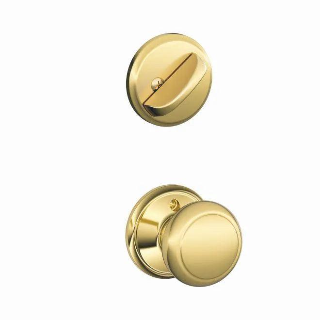 Schlage Andover Knob Interior Active Trim - Exterior Handleset Sold Separately in Bright Brass finish