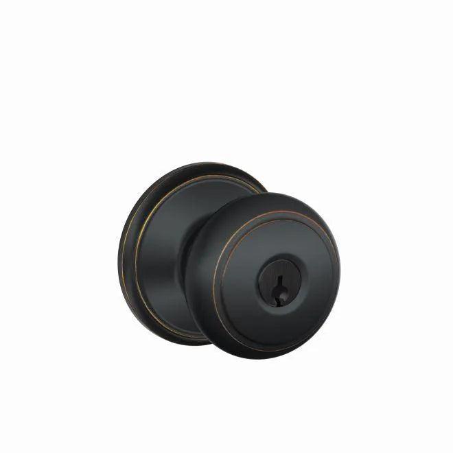 Schlage Andover Knob Keyed Entry Lock Aged Bronze