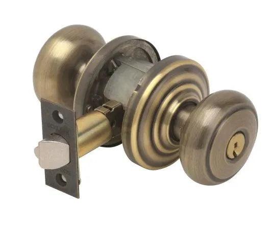 Schlage Andover Knob Keyed Entry Lock Antique Brass