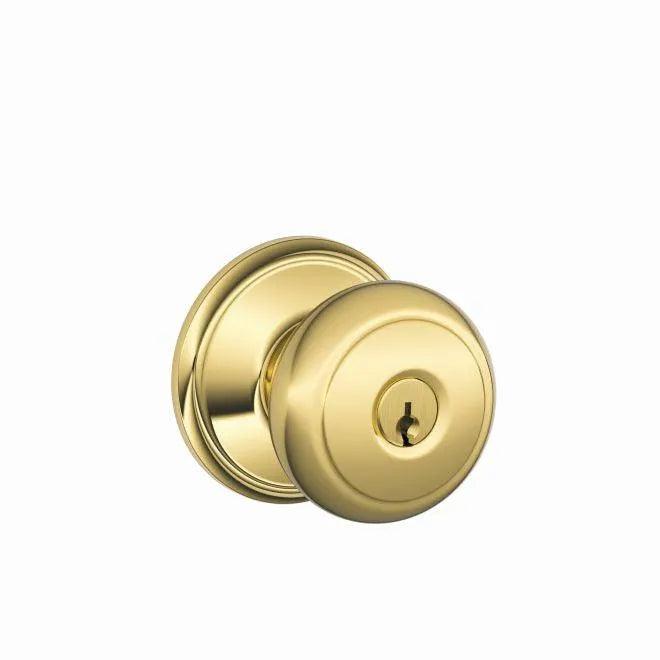 Schlage Andover Knob Keyed Entry Lock Lifetime Brass