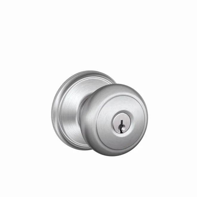 Schlage Andover Knob Keyed Entry Lock Satin Chrome