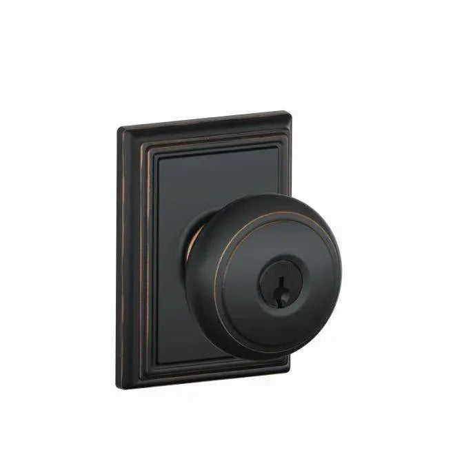 Schlage Andover Knob with Addison Rosette Aged Bronze