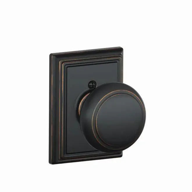 Schlage Andover Knob with Addison Rosette Aged Bronze