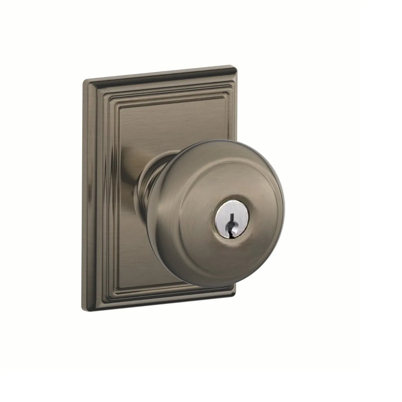 Schlage Andover Knob with Addison Rosette Antique Pewter