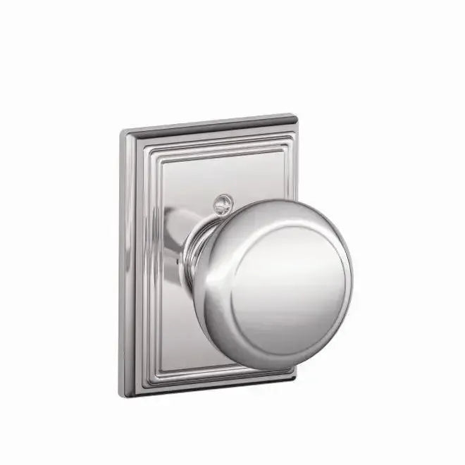 Schlage Andover Knob with Addison Rosette in Bright Chrome finish
