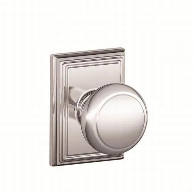 Schlage Andover Knob With Addison Rosette Dummy Interior Trim - Exterior Handleset Sold Separately in Bright Chrome finish